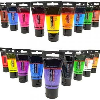 OCEANO Pintura acrílica, 18 colores x 30 ml, para tela, cerámica, arcilla, madera y tejidos.No tóxica de secado rápido para Niños, Principiantes, Profesionales