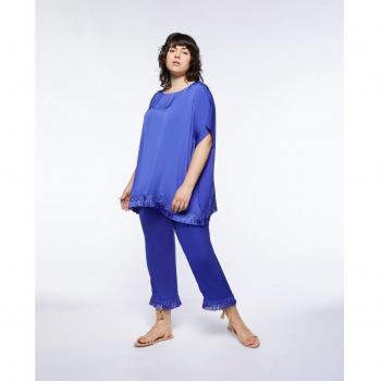 Pantalón de vestir de mujer satinado con flecos