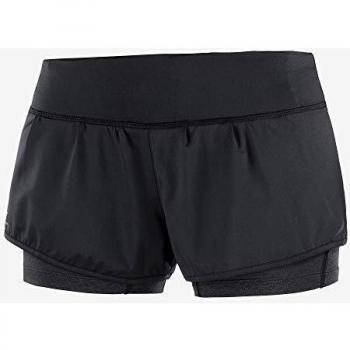 SALOMON Elevate Aero Short Pantalón Corto, Mujer, Black/Black, XS