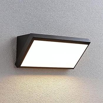Aplique de exterior Lindby LED Abby con sensor, IP65, color gris oscuro