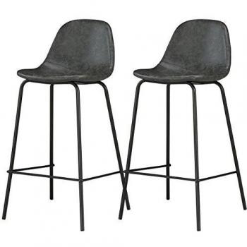 Taburetes para isla de cocina Rendez-Vous Déco de cuero sintético gris/negro 65 cm (x2) - Henrik