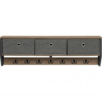 Perchero de Pared con Estante y Almacenamiento SoBuy FHK26-N, 3 Cestas, 7 Ganchos Dobles, Estilo Industrial, Dimensiones: 100 x 20 x 30 cm,