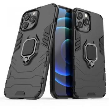 Funda Magnética Antigolpes con Anillo para iPhone 13 Pro Max - Carcasa Rígida Dura, Soporte para Manos Libres y Selfies, Color Negro