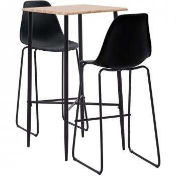 Conjunto de mesa alta y bancos de 3 piezas de plástico negro