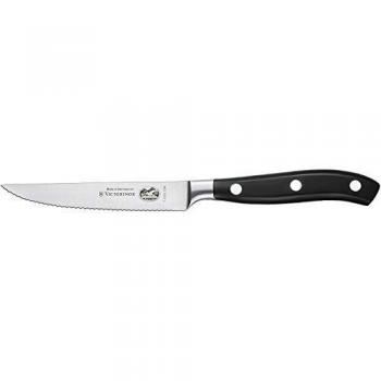 Cuchillo de Steak Victorinox Grand Maître 12 cm, Diente de Sierre, Mango Negro