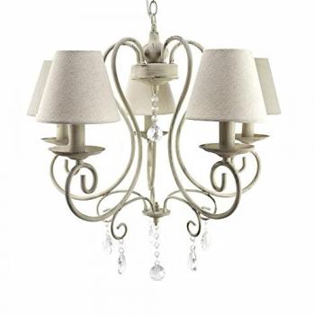 Lámpara de Techo Clásica 58 x 56 x 108 cm Metal Taupé Ø 15 cm con 5 brazos rozada de metal y cristal