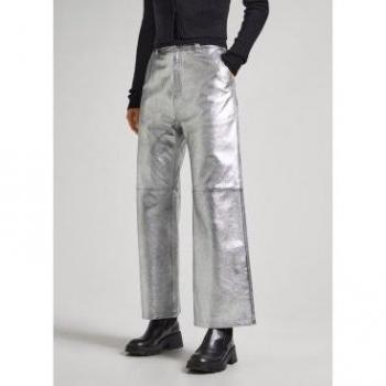 Pantalón de Piel Sasha Plateado Pepe Jeans