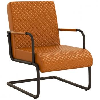 Silla voladiza de cuero sintético marrón mate, crema, para dormitorio, cómoda, silla relax, sillón sofá