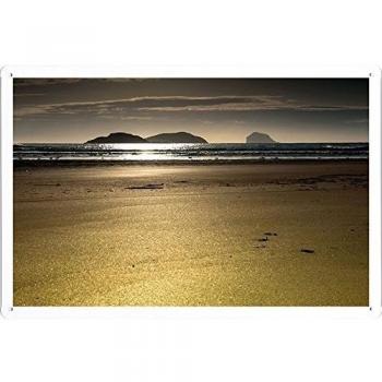 Metal cartel Cartel de chapa Hojalata sesión Sand Beach Sea Outflow Landscape 45900 Retro Vintage Pared Decoración by hamgaacaan