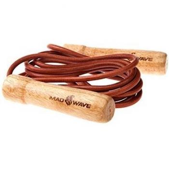 DAM Mad Wave m1321 04 0 00 W Cuerda de Saltar con Mangos de Madera y cordón de Piel – Marrón, 270 cm x 6 mm