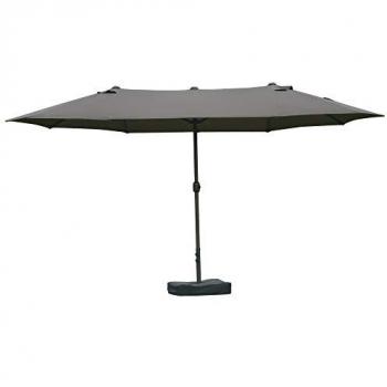 Parasol de Jardín XXL Rectangular 4,6x2,7m con Manivela, Base y Sacos de Lastre Incluidos - Color Gris