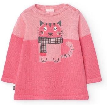 Boboli - Vestido de bebé niña en tricot con manga larga y dibujo frontal