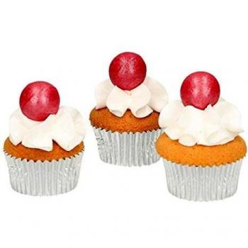FunCakes Pearl Bolas de Chocolate Rosa - Listas para Usar en la Decoración de Tartas, Perfectas para Pasteles, Cupcakes y más, Delicioso Sabor a Chocolate, Certificado Sin Gluten, Set/8 30 gr