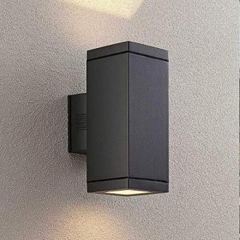 Aplique de exterior 'Stani' moderno en aluminio gris (2 lámparas, E27) - Lucande