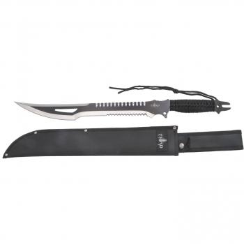 Machete corta cañas Third H0063BK con hoja de acero 420 de 47 cm, mango de cuerda trenzada negra y funda de nylon - ¡Oferta especial en OUTLET!