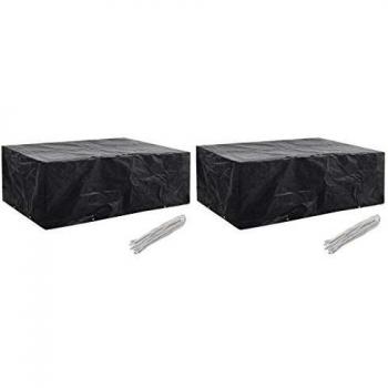 Fundas de muebles de jardín Día y Noche 2 uds 8 ojales 242x162x100 cm Negro
