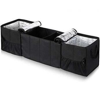 YOOFAN Organizador de Maletero, Organizador para Maletero de Coche Organizador de Almacenamiento de Coche Resistente Plegable con 2 Compartimentos Aislados para Coche, camión, SUV y más