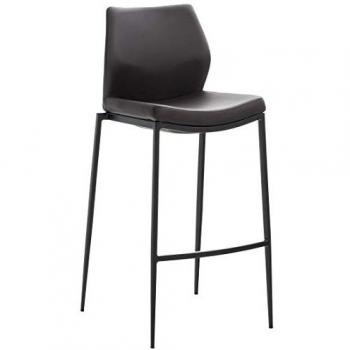 Taburete Apilable Matola Tapizado en Cuero Sintético Marrón y Negro con Base de Acero Inoxidable
