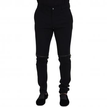 Dolce & Gabbana Black Wool Convertible Slim-fit Trousers for Men, Size IT52 | L, Color: Black