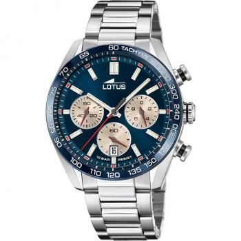 Reloj Lotus Chrono 18916/2 para Hombre con Esfera Azul y Caja de Acero Inoxidable 316L Plateado