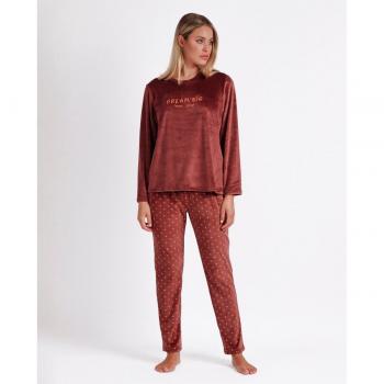 Pijama Terciopelo Manga Larga Dream Big marrón