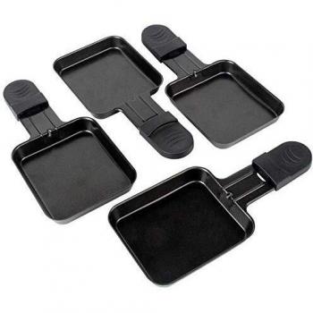 HengBO Raclette Sartenes Mini Bandeja para Horno Aluminio Juego Bandejas para Raclette Color Negro- Set De 4