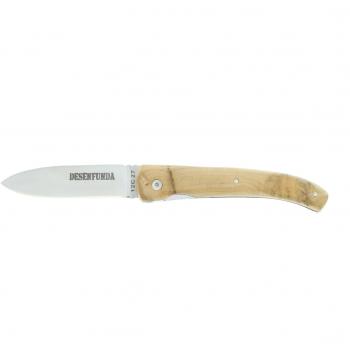 Navaja de supervivencia desenfunda 0041-G con empuñadura de encina satinado y hoja de 8 cm