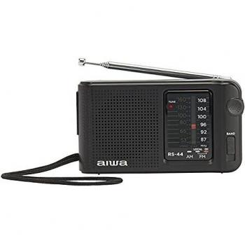 Radio Portátil Analógica Aiwa RS-44 en Color Negro con Altavoz Integrado y Sistema ETS