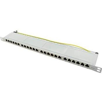 Patchpanel Cat.6A 24 Puertos STP Montaje en Rack 19 0,5U Gris Claro