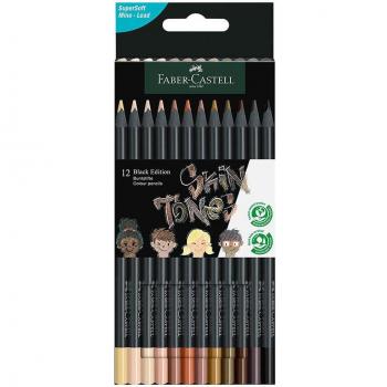 Faber-Castell Black Edition Lápices de Colores Tonos de Piel, Estuche de 12