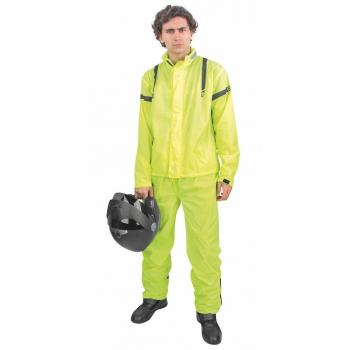 OJ Completo Compacta Fluorescente Chaqueta y Pantalones 4 Estaciones 100% Hermética y Compacto y Bolsillo, Amarillo Fluorescente, M