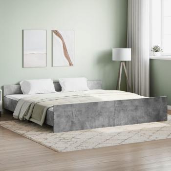 Cama con cabecera y piecero de cemento gris hormigón 200x200 cm Vidaxl