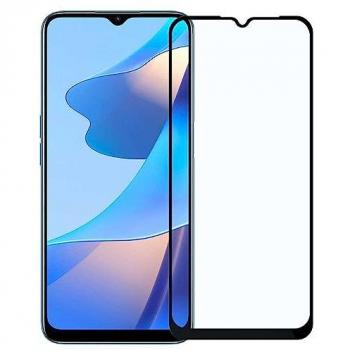 Protector de Pantalla Cristal Templado Premium 9D con Borde Negro para Oppo A16, Dureza 9H, Antigolpes, Anticaídas, Antiarañazos