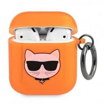 Estuche de Silicona Karl Lagerfeld para Airpods con Mosquetón Choupette Ikonik Naranja