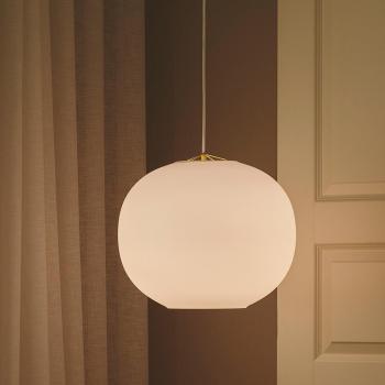 Lámpara Colgante Navone 40 en Blanco, Ø 40 cm, E27, Vidrio, Diseño Moderno