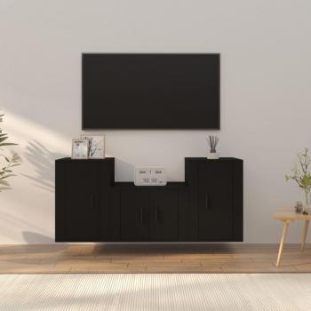 Set de muebles para TV 3 piezas madera contrachapada negra vidaXL
