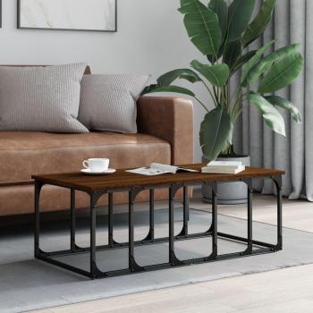 Mesa de centro de madera multicapa en color marrón roble, dimensiones 100x50x35,5 cm