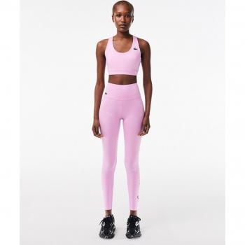 Leggings deportivos ultra-dry elásticos con estampado de Lacoste en rosa para mujer