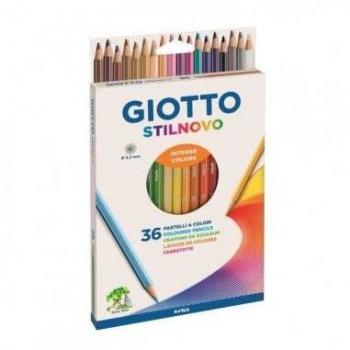 Lápices de Colores Giotto Stilnovo Estuche de 36 Colores Surtidos, Mina 3.3mm, Forma Hexagonal, en Madera