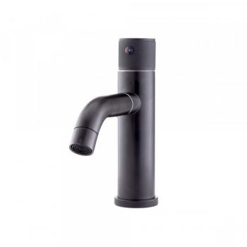 Grifo Lavabo Acero Inoxidable, Negro, Agua Caliente-Fría, Latiguillos, Caño Bajo, Monomando