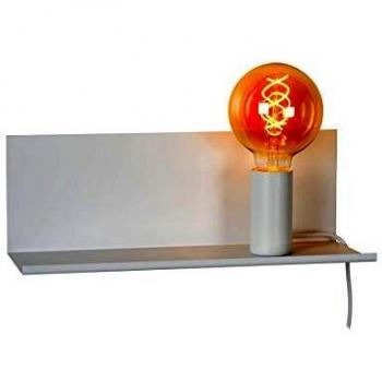 Aplique de pared Lucide Sebo blanco de metal con estante y bombilla E27 40W