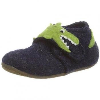 Living Kitzbühel Babyklett Krokodil - pantuflas de aprendizaje de lana Bebé-Niñas, color azul, talla 20