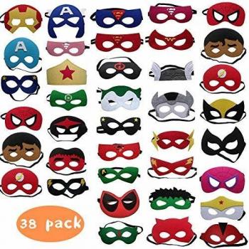 DREAMWIN 38 Piezas Máscaras Superhéroe, Máscaras de Cosplay de Superhéroe, Máscaras para Niños y Adultos