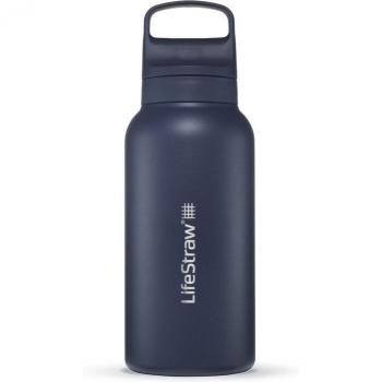 LifeStraw Go Series Stainless Steel Water Bottle with 2-Stage Filter, Aegean Sea, 1 Liter