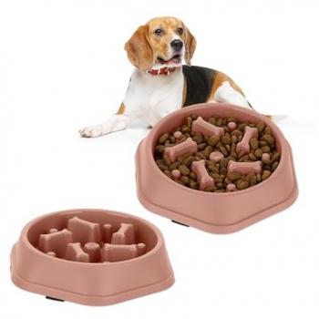 2x Cuencos Antivoracidad para Perros, 500 ml, Lenta Ingesta de Comida, Apto para Lavavajillas, Rosa