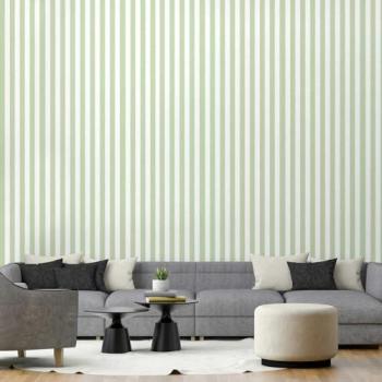 Papel pintado de rayas verde agua 52x1000 cm