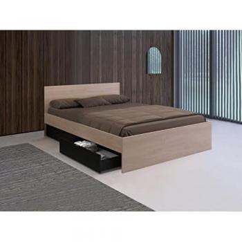 Cama Velona con 2 Cajones 160 x 200 cm - Color Natural y Negro + Somier