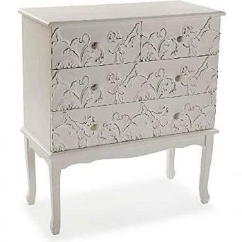 SuskaRegalos- Cajonera 5 cajones Blanca en Madera Decorada MDF - Medidas: 78x36x88cm