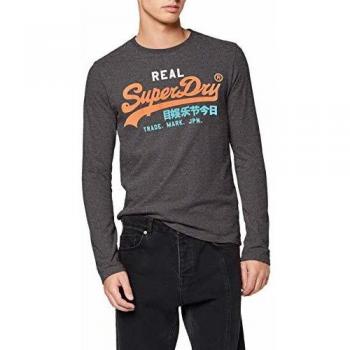 Superdry VL Desert L/s tee Camisa Manga Larga, Gris