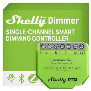 Dimmer Inteligente Shelly Gen4 Wi-Fi, Bluetooth, ZigBee